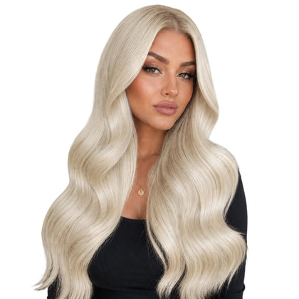 Full Shine Tape In Hair Extensions 20 Inch White Blonde front view