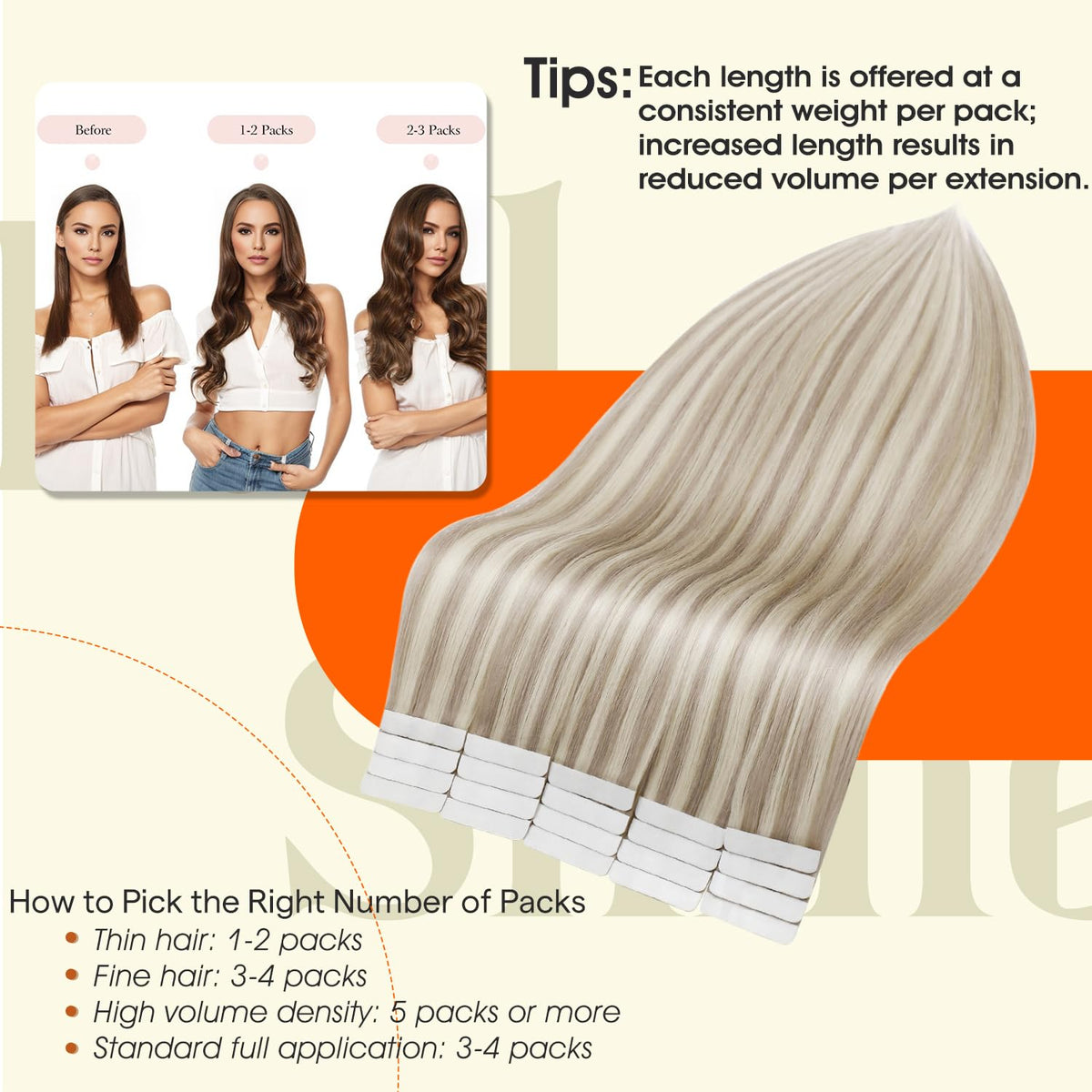 Full Shine Tape In Hair Extensions Ash Blonde packaging