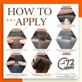 Full Shine Tape In Hair Extensions Ash Brown Blonde 14 Inch flat against scalp