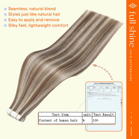 Full Shine Tape in Hair Extensions Ash Brown Blonde in packaging