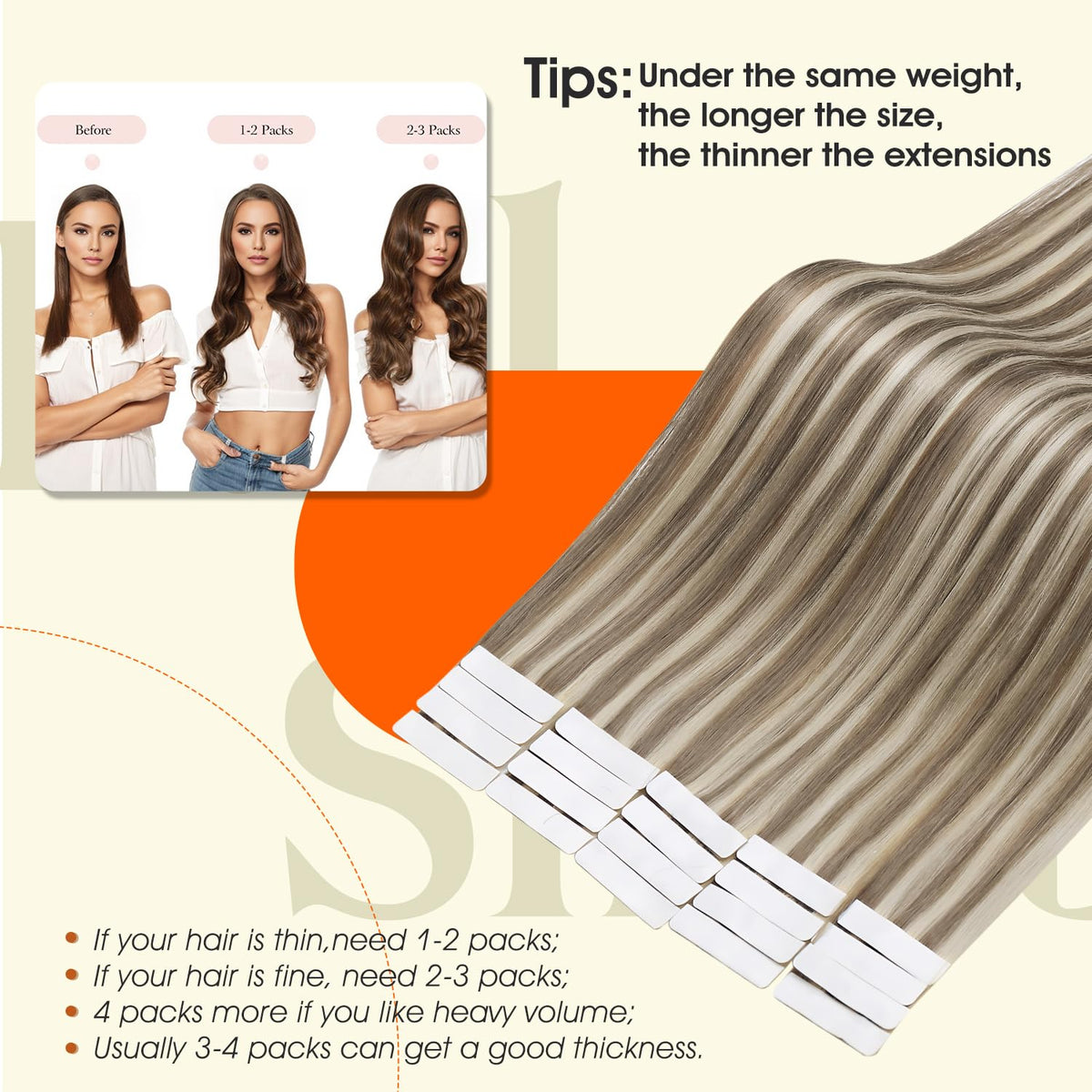 Full Shine Tape In Hair Extensions Ash Brown Blonde packaging
