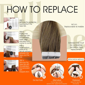 Full Shine Tape In Hair Extensions Brown Ice Blonde back view