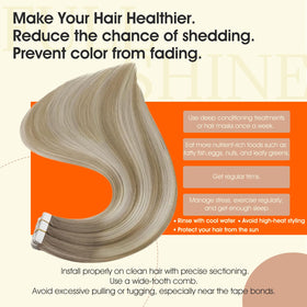 Full Shine Tape In Hair Extensions close-up of tape