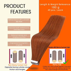 Full Shine Tape In Hair Extensions Copper Flame packaging