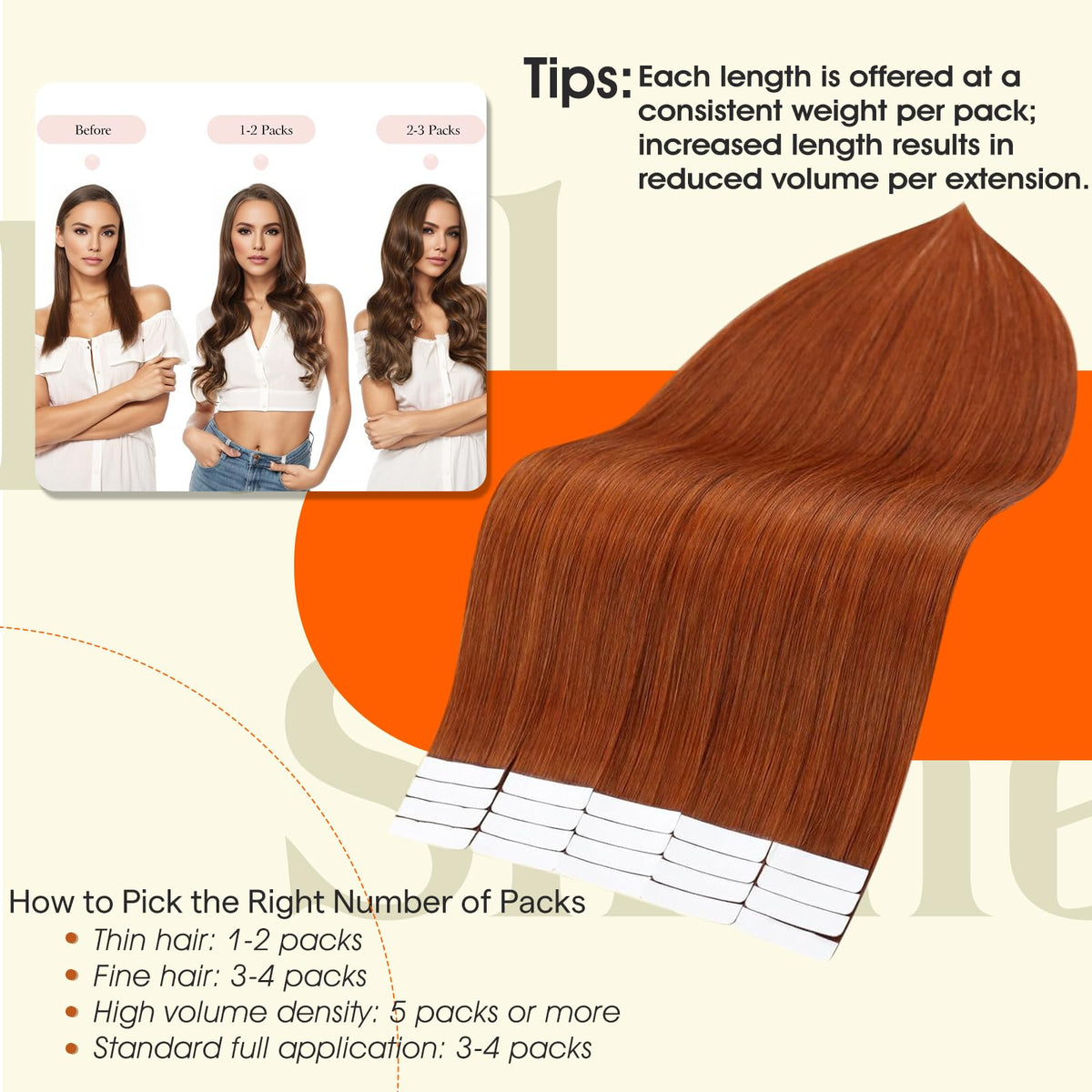Full Shine Tape In Hair Extensions Copper Flame packaging