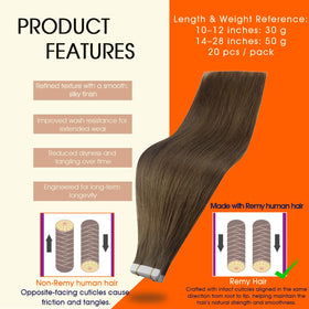 Full Shine Tape In Hair Extensions Dark Brown 22 Inch packaging