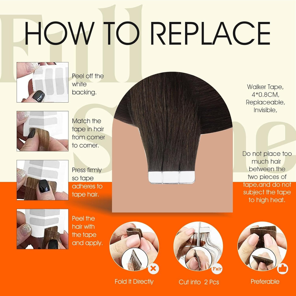 Full Shine Tape in Hair Extensions Dark Brown displayed on a table
