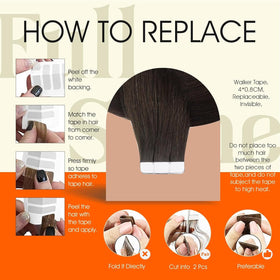 Full Shine Tape in Hair Extensions Dark Brown displayed on a table