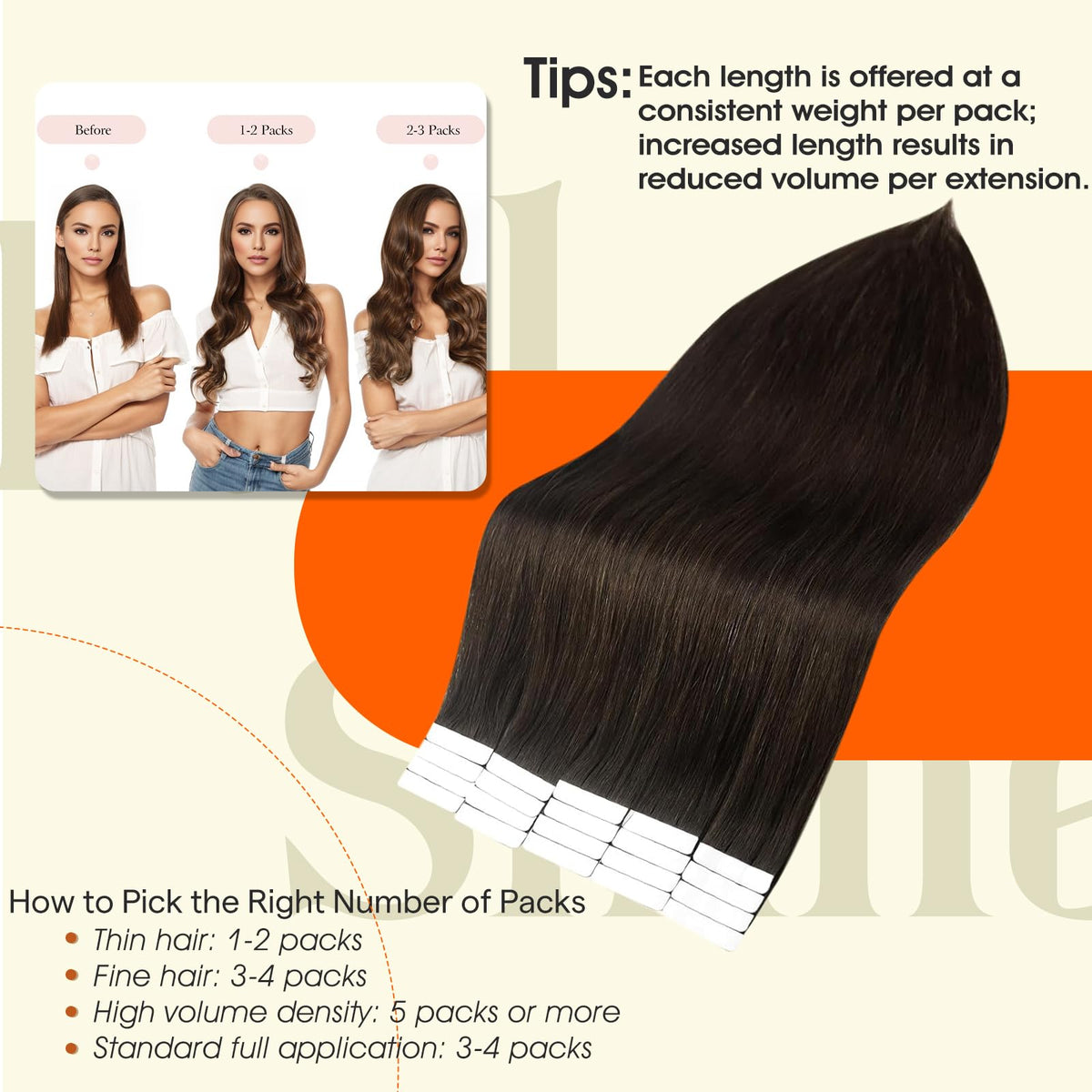 Full Shine Tape In Hair Extensions Dark Brown in packaging