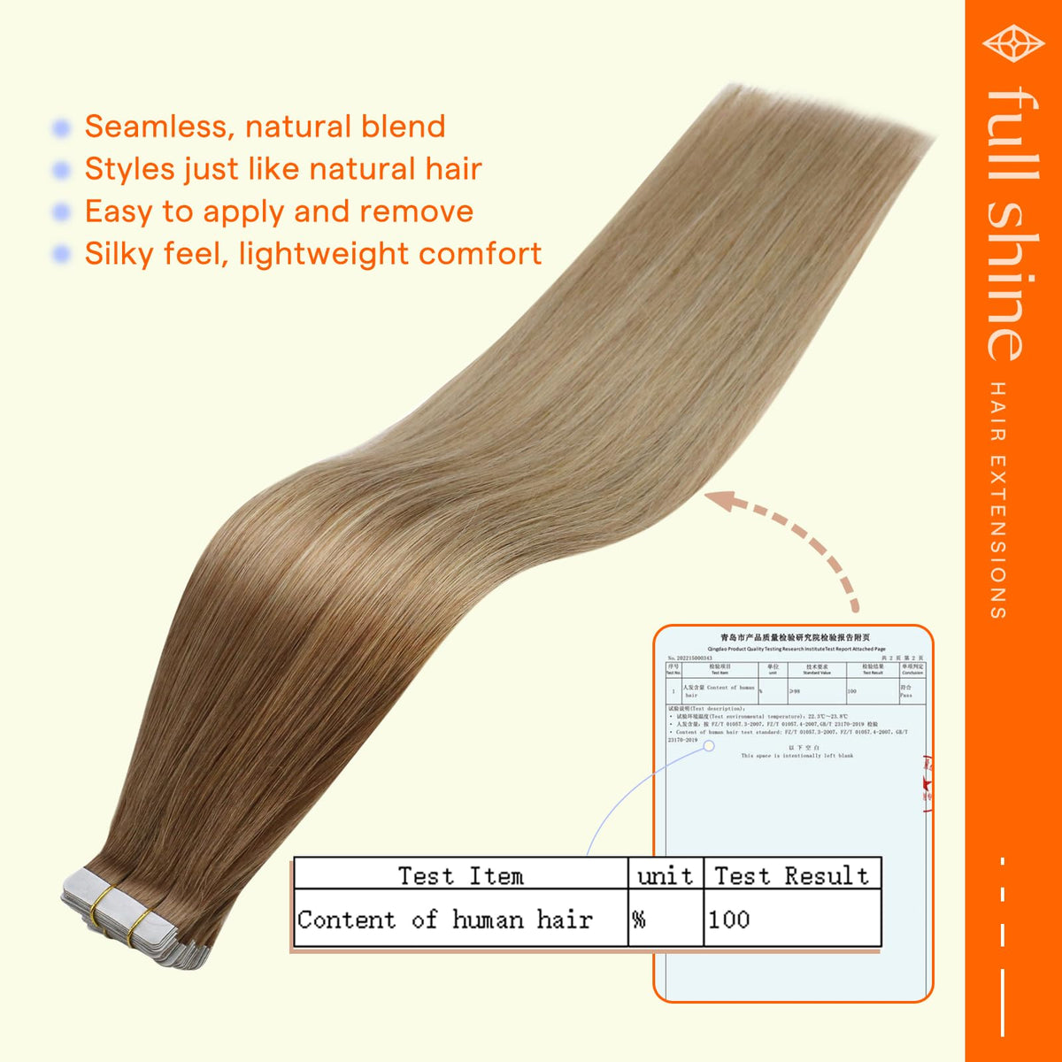 Full Shine Tape in Hair Extensions displayed in packaging