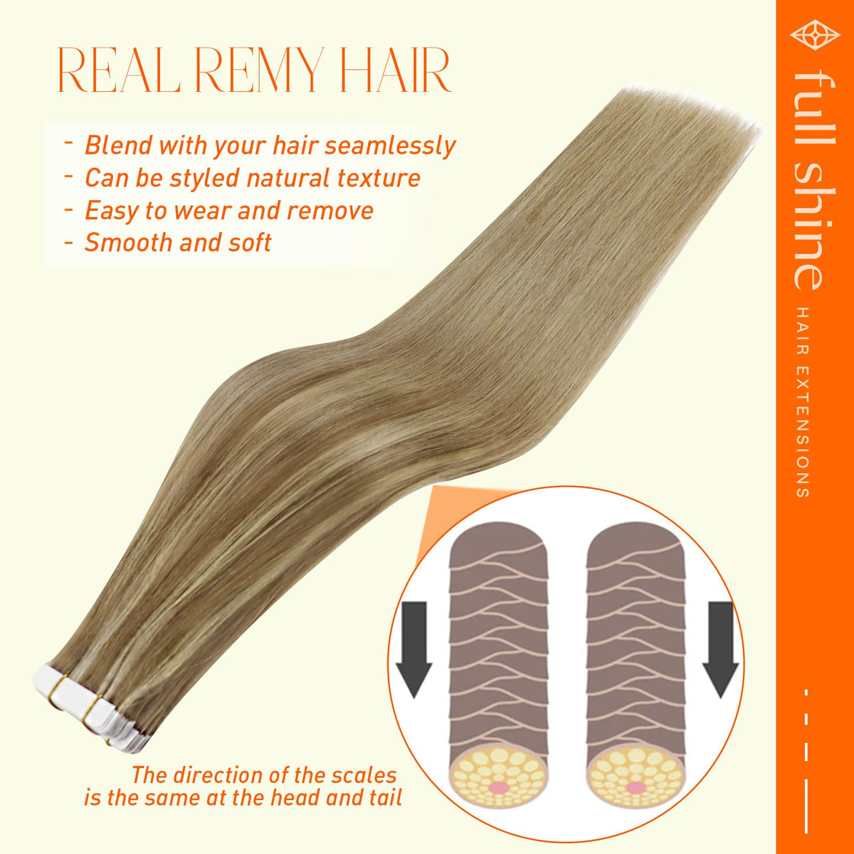 Full Shine Tape In Hair Extensions displayed in packaging