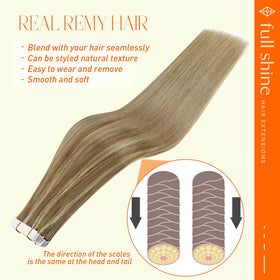 Full Shine Tape In Hair Extensions displayed in packaging