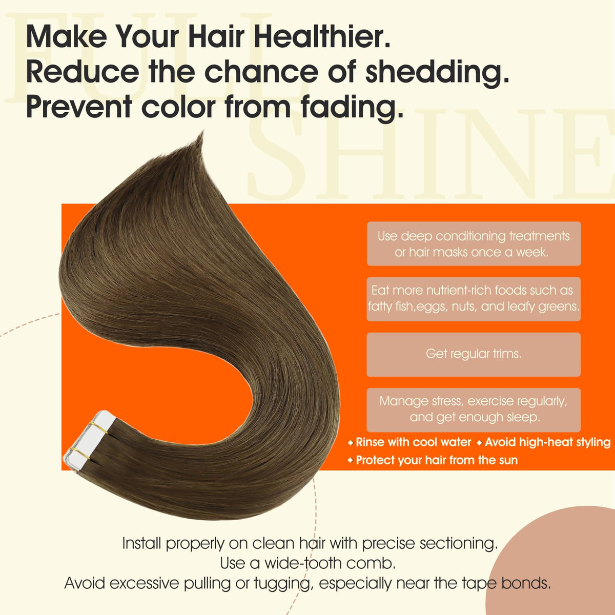 Full Shine Tape In Hair Extensions displayed in packaging
