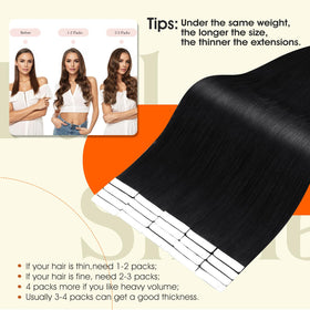 Full Shine Tape In Hair Extensions displayed on a mannequin
