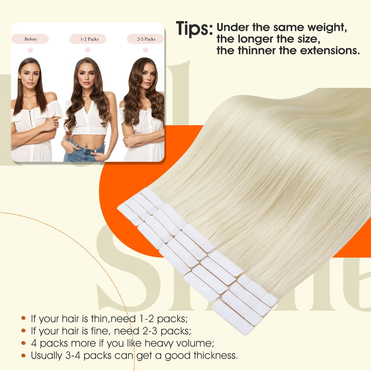 Full Shine Tape In Hair Extensions displayed on a model
