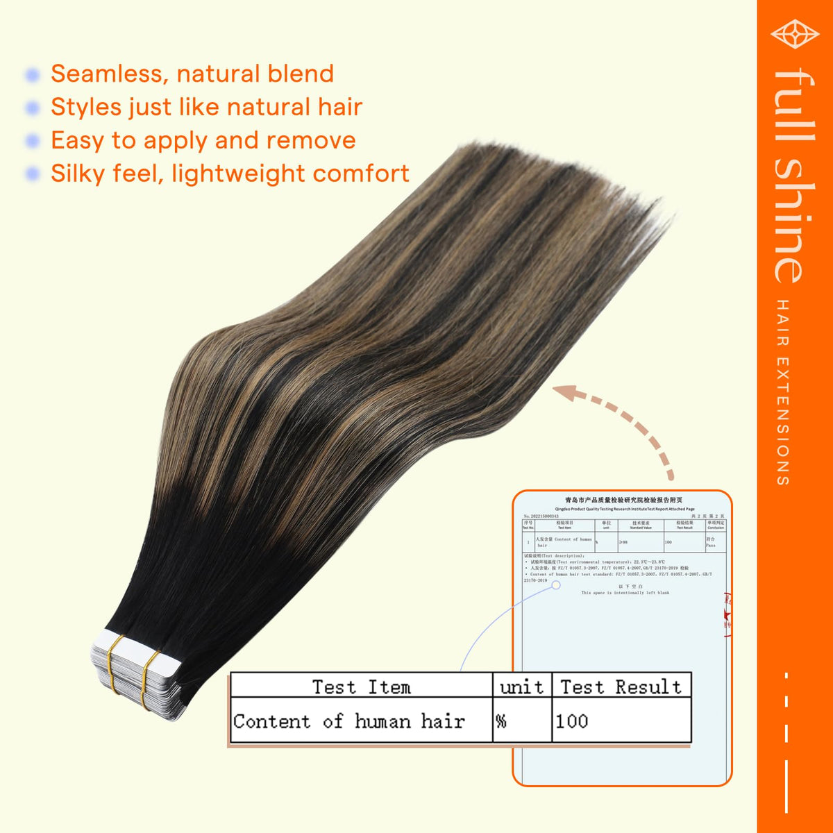 Full Shine Tape in Hair Extensions displayed with a variety of colour options