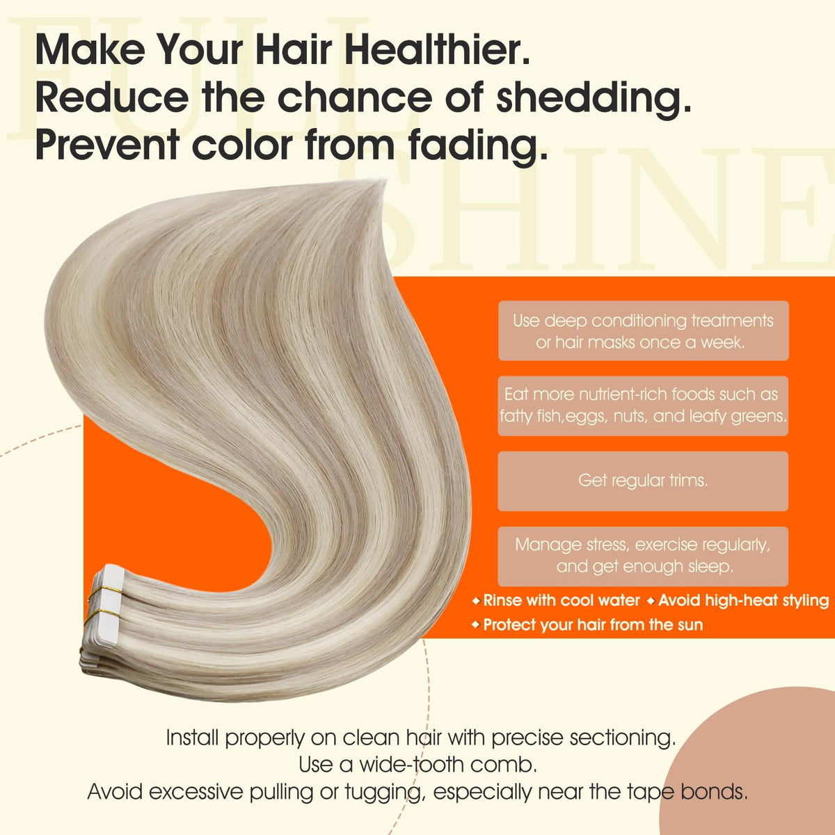 Full Shine Tape in Hair Extensions displayed with colour options