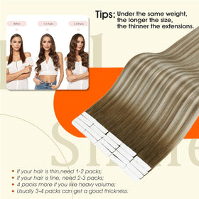 Full Shine Tape In Hair Extensions displayed with natural hair