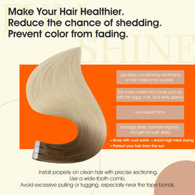 Full Shine Tape In Hair Extensions displayed with natural light