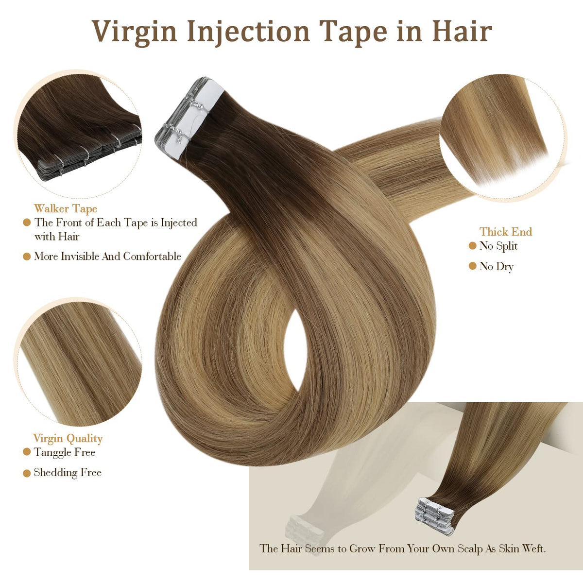 Full Shine Tape in Hair Extensions displayed with styling tools