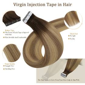 Full Shine Tape in Hair Extensions displayed with styling tools