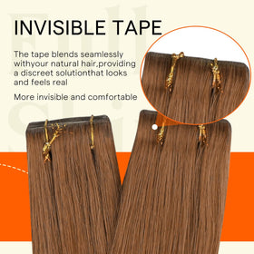 Full Shine Tape in Hair Extensions Ginger Copper side view