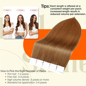 Full Shine Tape In Hair Extensions Ginger Copper side view