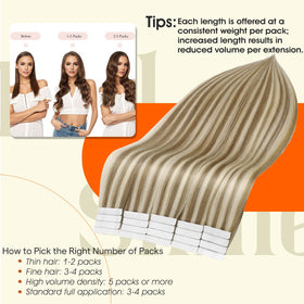 Full Shine Tape In Hair Extensions Highlight Blonde packaging