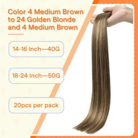 Full Shine Tape In Hair Extensions Honey Brown 20 Inch packaging