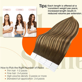Full Shine Tape In Hair Extensions Honey Brown on a model
