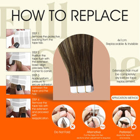 Full Shine Tape In Hair Extensions Honey Brown showing application