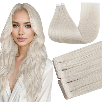 Full Shine Tape In Hair Extensions Ice Blonde 24 Inch front view