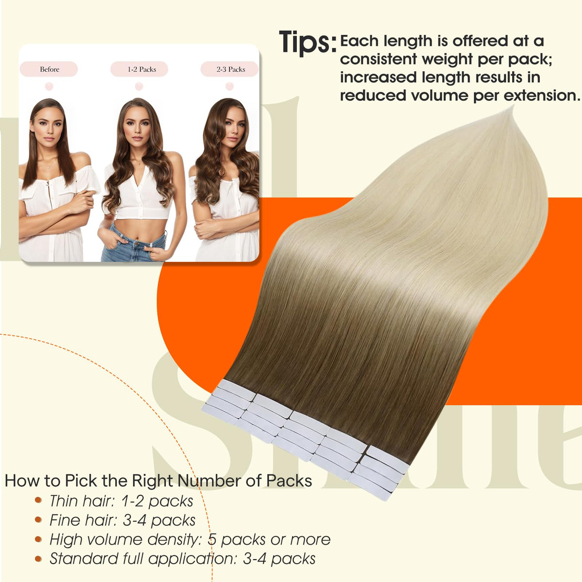 Full Shine Tape In Hair Extensions in packaging