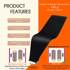 Full Shine Tape In Hair Extensions Jet Black packaging