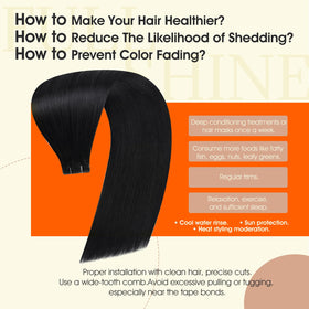 Full Shine Tape In Hair Extensions Jet Black texture