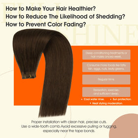 Full Shine Tape In Hair Extensions Medium Brown styled in hair