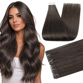 Full Shine Tape in Hair Extensions Mocha Brown front view