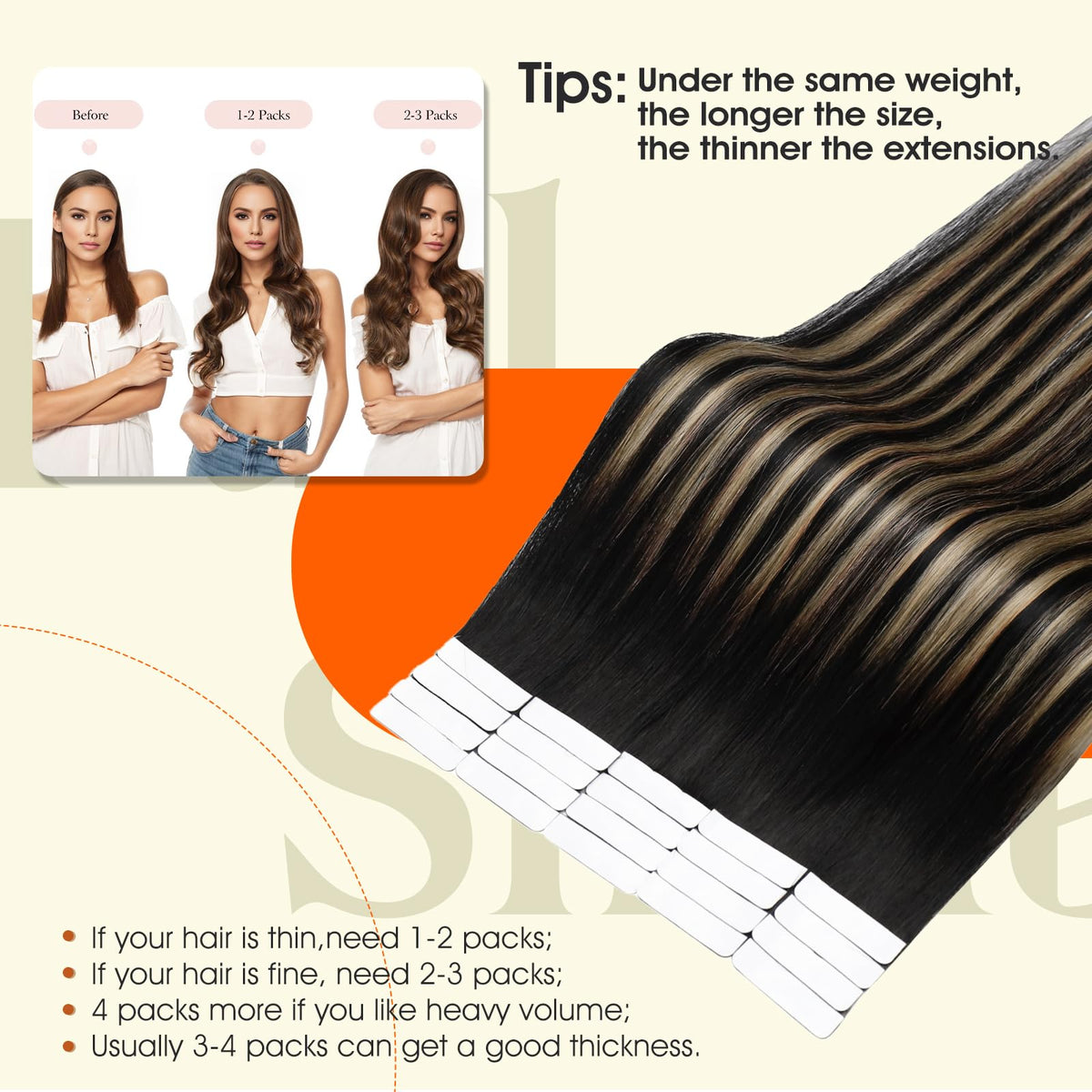 Full Shine Tape in Hair Extensions Off Black Caramel application process