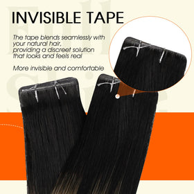 Full Shine Tape In Hair Extensions Off Black Caramel packaging