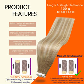 Full Shine Tape In Hair Extensions packaging and details