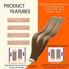 Full Shine Tape In Hair Extensions packaging with 20 Inch length