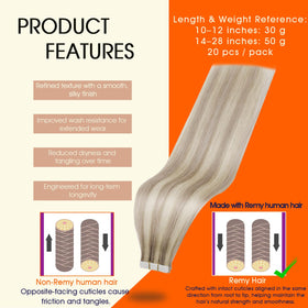 Full Shine Tape in Hair Extensions packaging with details