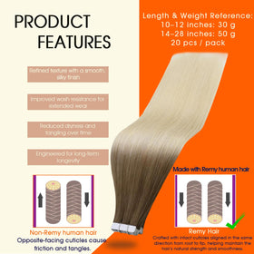 Full Shine Tape In Hair Extensions packaging with product details