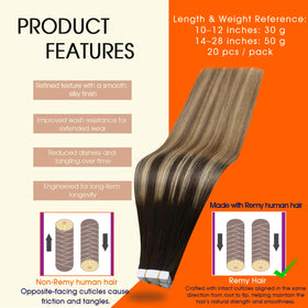 Full Shine Tape In Hair Extensions packaging with product details