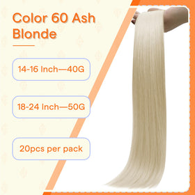 Full Shine Tape In Hair Extensions Platinum Blonde 20 Inch packaging