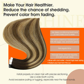 Full Shine Tape In Hair Extensions styled in soft waves