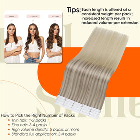 Full Shine Tape In Hair Extensions styled in soft waves