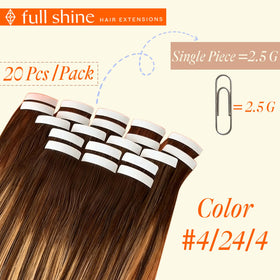 Full Shine Tape in Human Hair Extensions 18 Inch Brown Ombre installation guide
