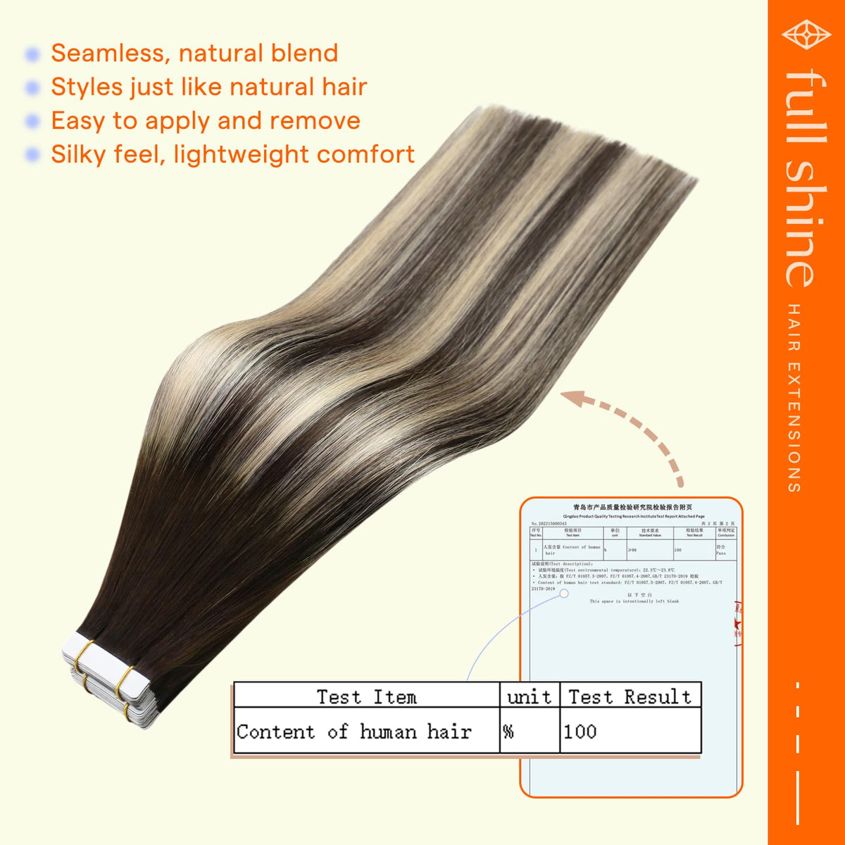 Full Shine Tape in Human Hair Extensions in packaging