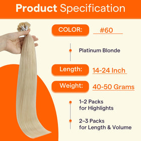 Full Shine U Tip Hair Extensions Platinum Blonde styled